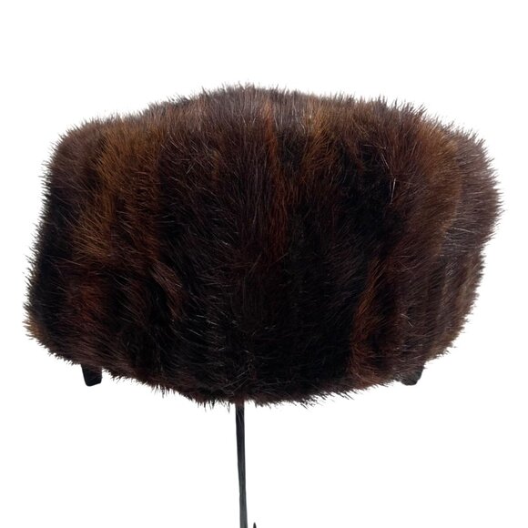 Vintage Mink Fur Pill Box Hat Union Made USA Designed By Lora Womens OSFM - Picture 1 of 8